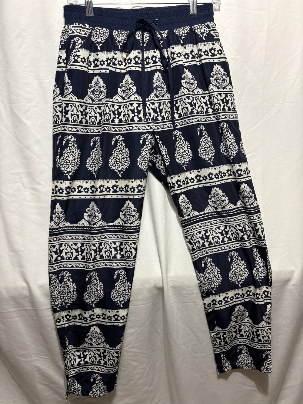 Blu Pepper Navy & White Printed Straight Leg Pants